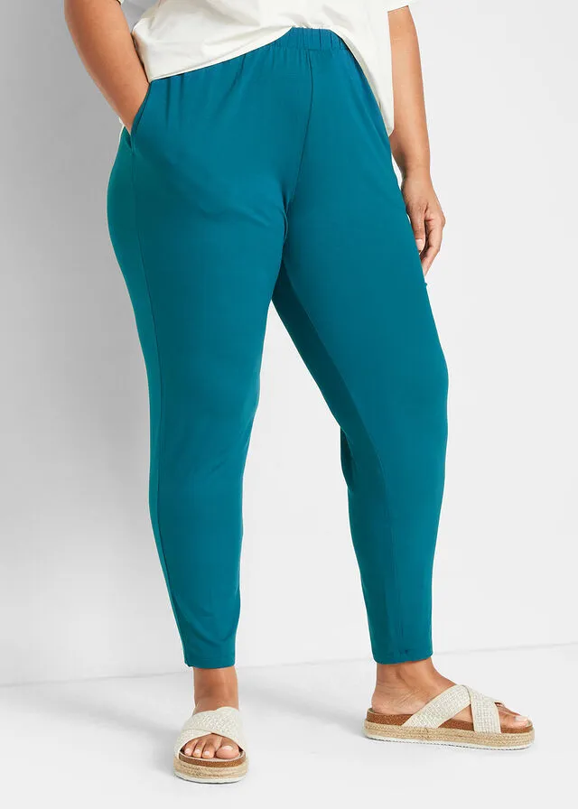 Ligero pantalón sin cierre con cómoda cintura de viscosa sostenible (2 pares) azul marino+gris moteado
