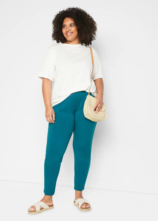 Ligero pantalón sin cierre con cómoda cintura de viscosa sostenible (2 pares) azul marino+gris moteado