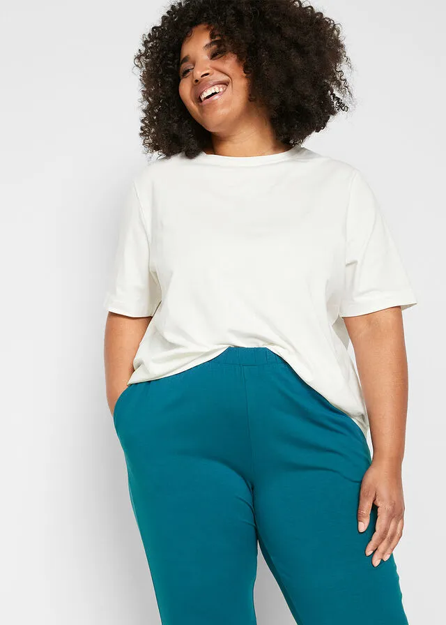 Ligero pantalón sin cierre con cómoda cintura de viscosa sostenible (2 pares) azul marino+gris moteado