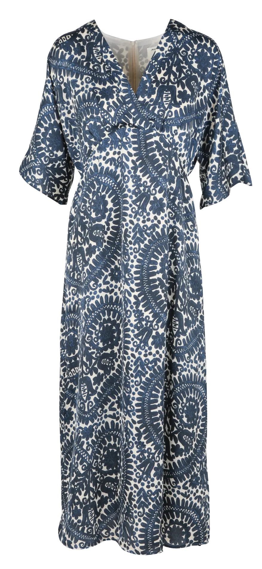 MAISON 123 APOLLA  VESTIDO LARGO AJUSTADO ESTAMPADO EN AZUL