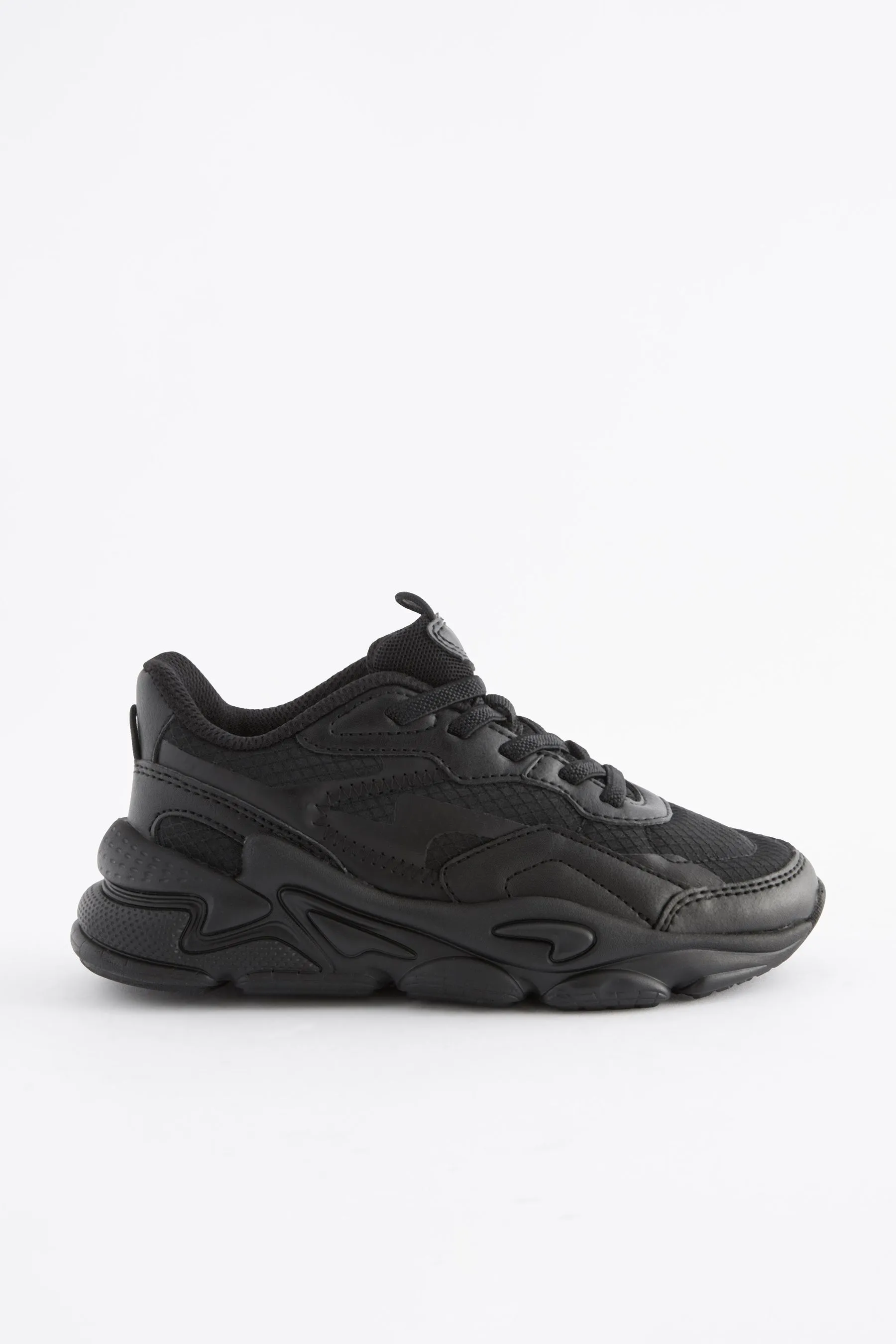 NEGRO CON SUELA NEGRA  ELASTIC LACE SCHOOL TRAINERS