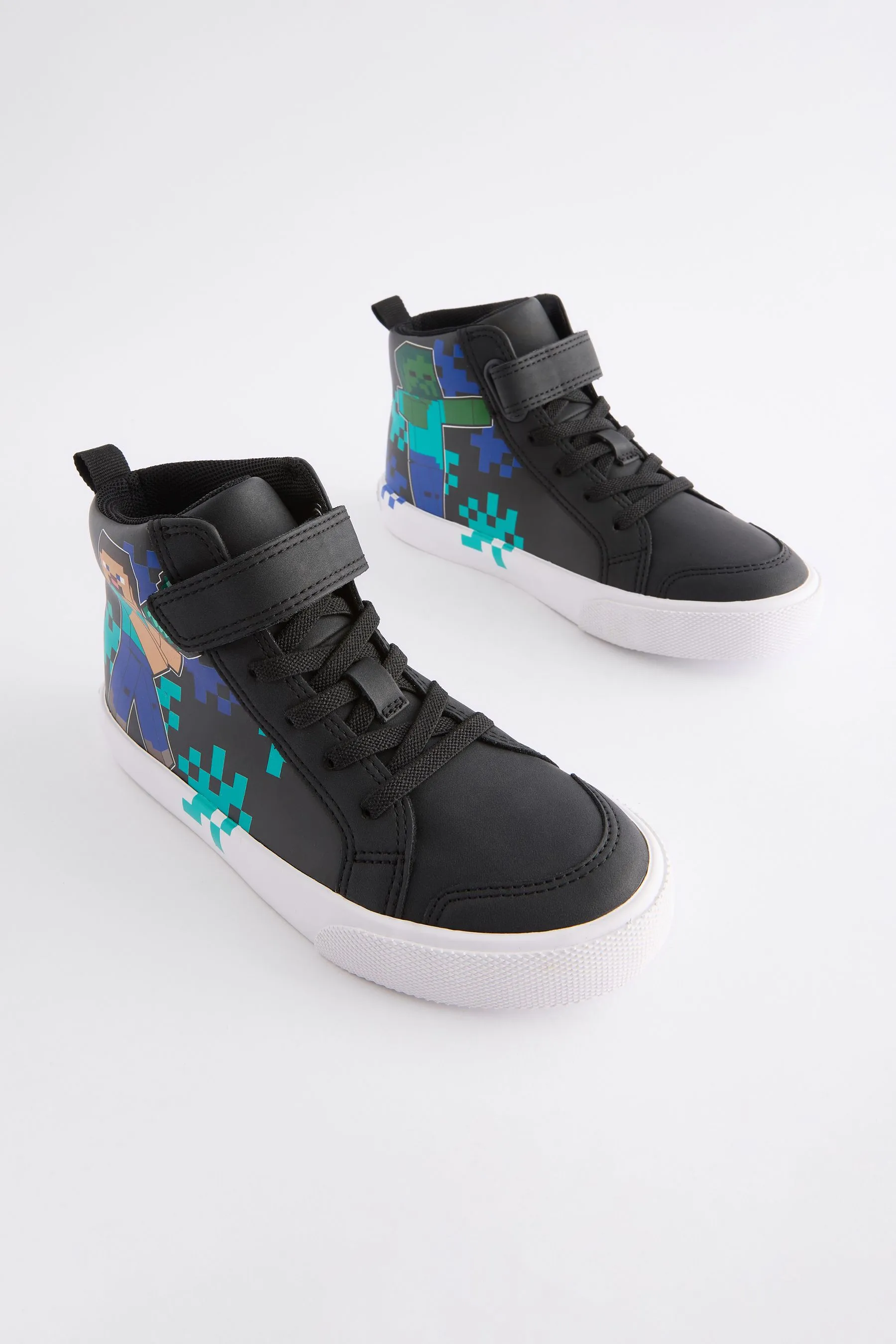 NEGRO  MINECRAFT ELASTIC LACE ALTO TOP TRAINERS