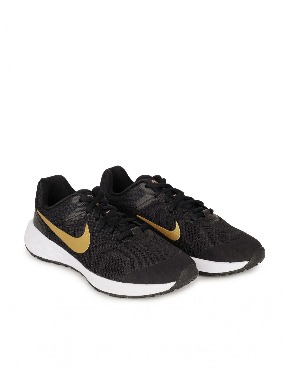 NIKE Revolution 6 Negras Logo Dorado