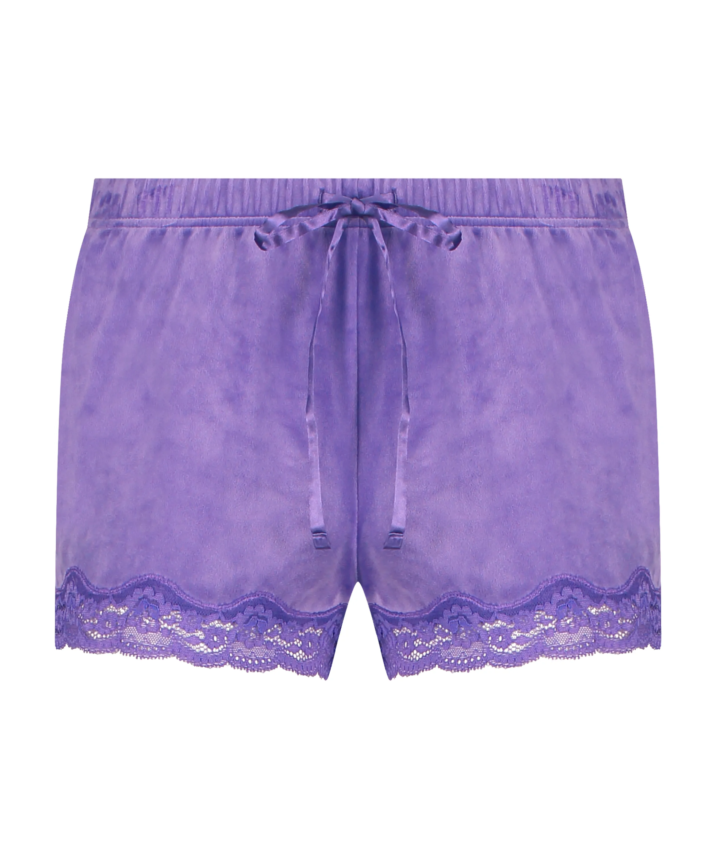 PANTAL&OACUTE;N CORTO DE TERCIOPELO Y ENCAJE  MORADO