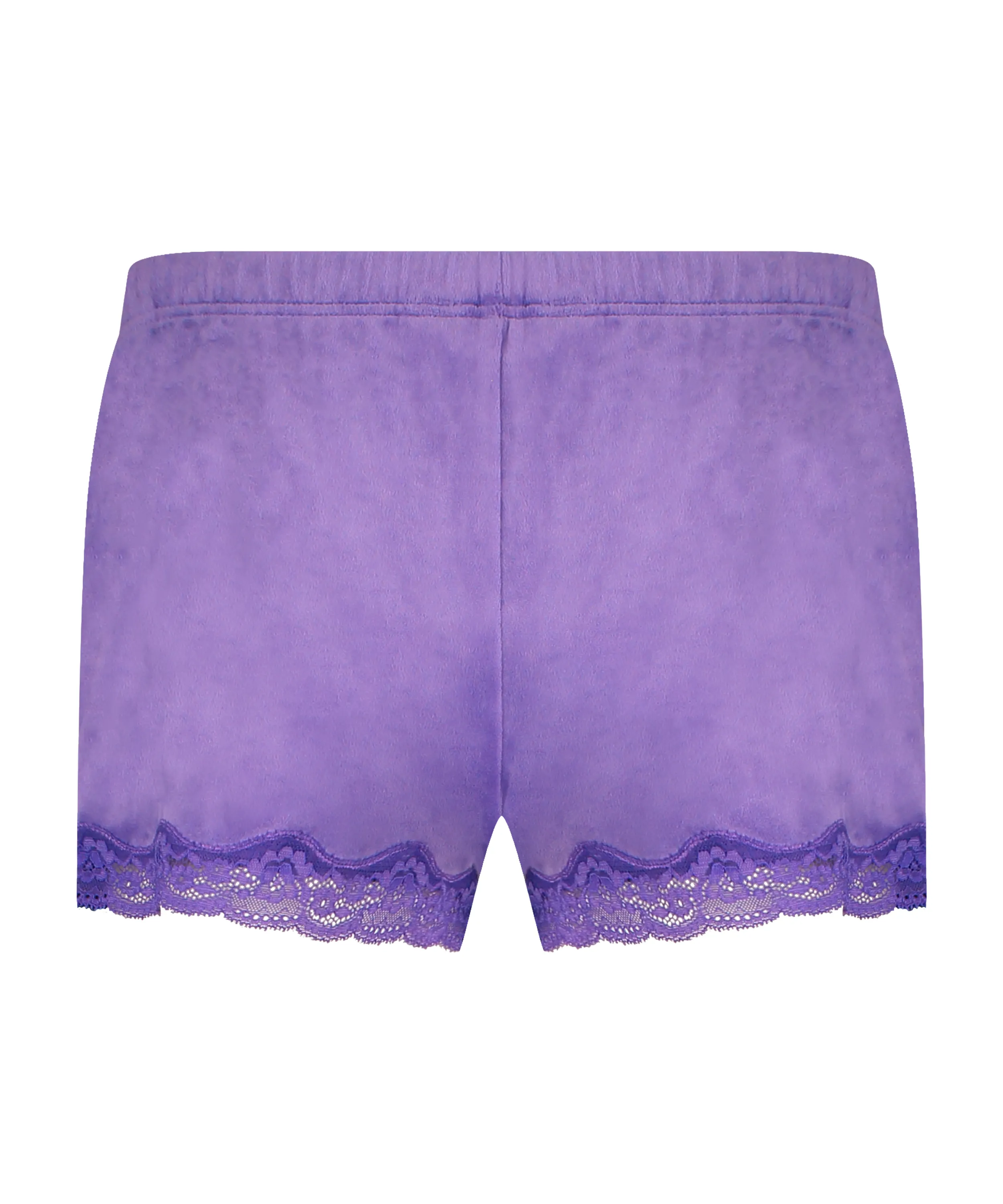 PANTAL&OACUTE;N CORTO DE TERCIOPELO Y ENCAJE  MORADO