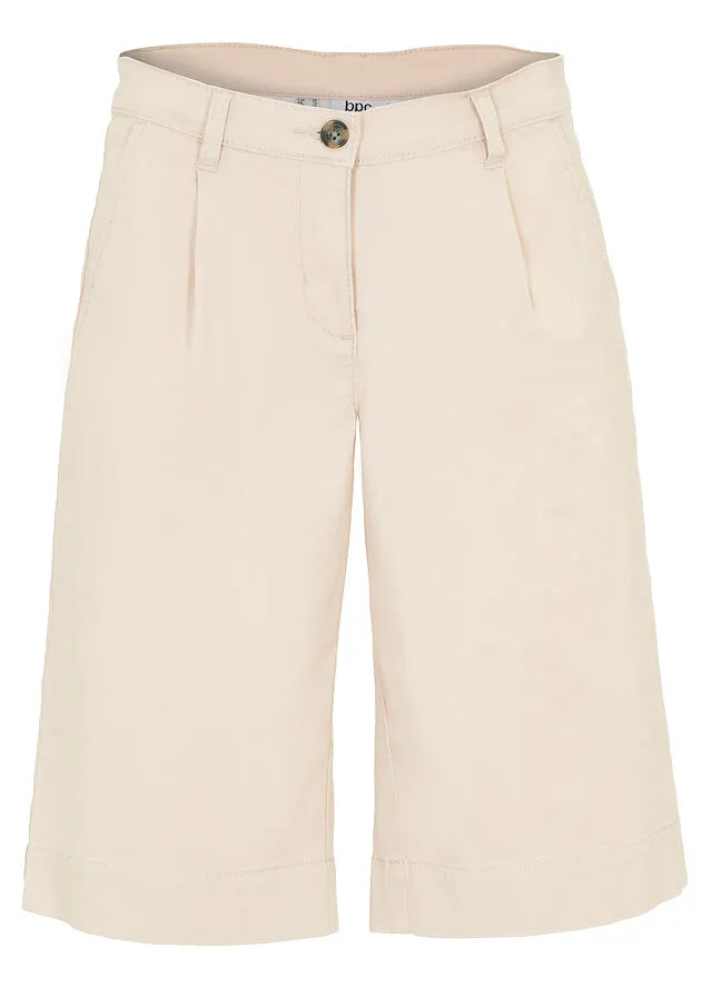 Pantalones cortos anchos de sarga Beige tiza