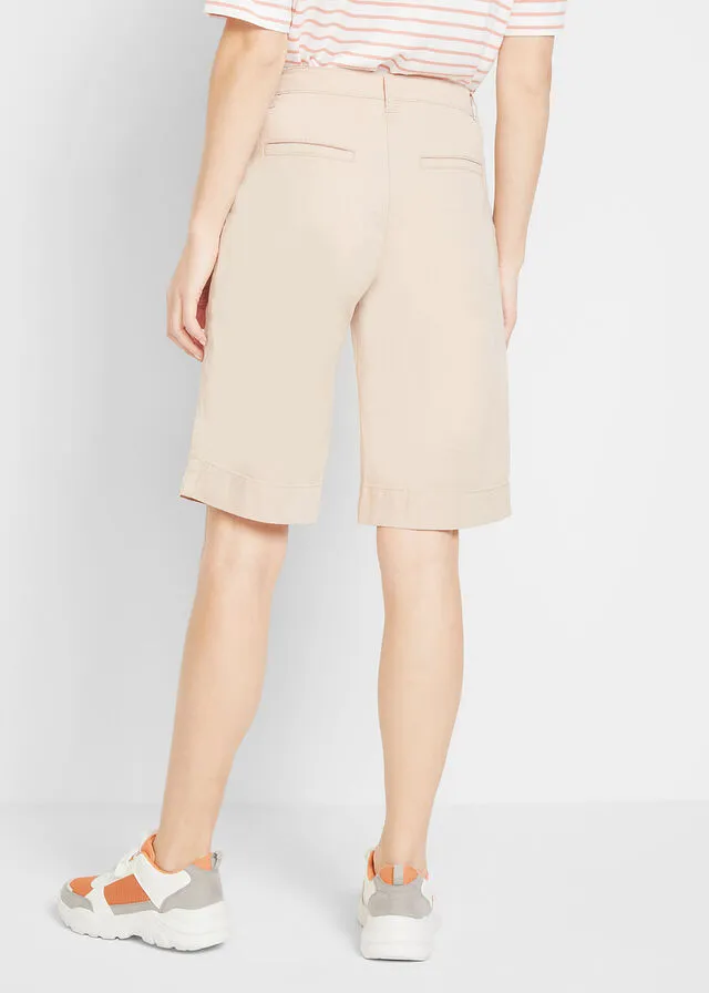 Pantalones cortos anchos de sarga Beige tiza