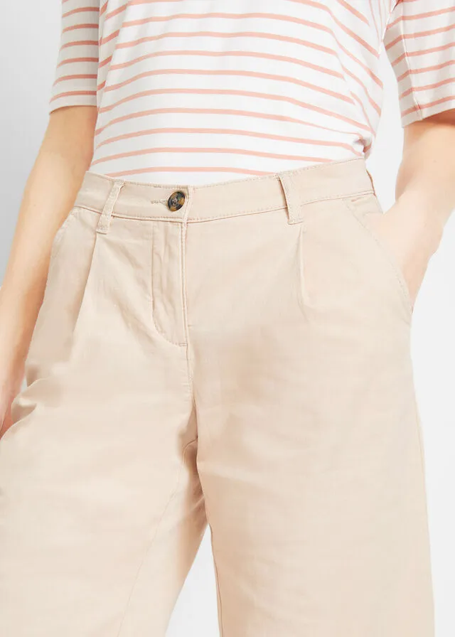 Pantalones cortos anchos de sarga Beige tiza