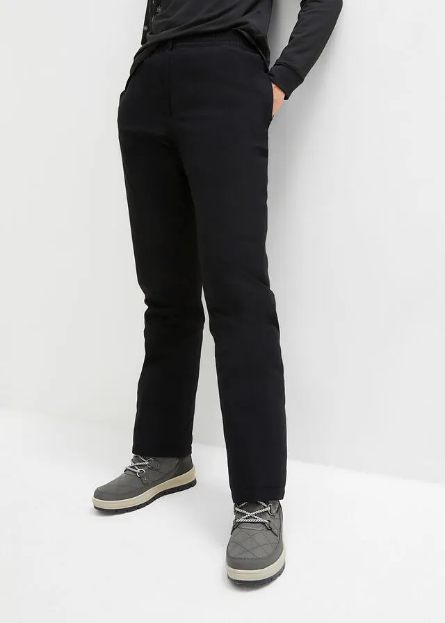 Pantalón térmico con forro polar, cintura cómoda, material impermeable y corte recto Negro
