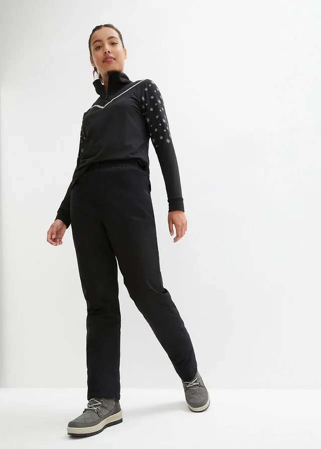 Pantalón térmico con forro polar, cintura cómoda, material impermeable y corte recto Negro