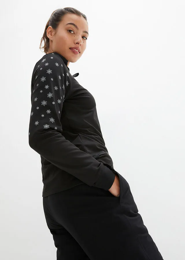 Pantalón térmico con forro polar, cintura cómoda, material impermeable y corte recto Negro