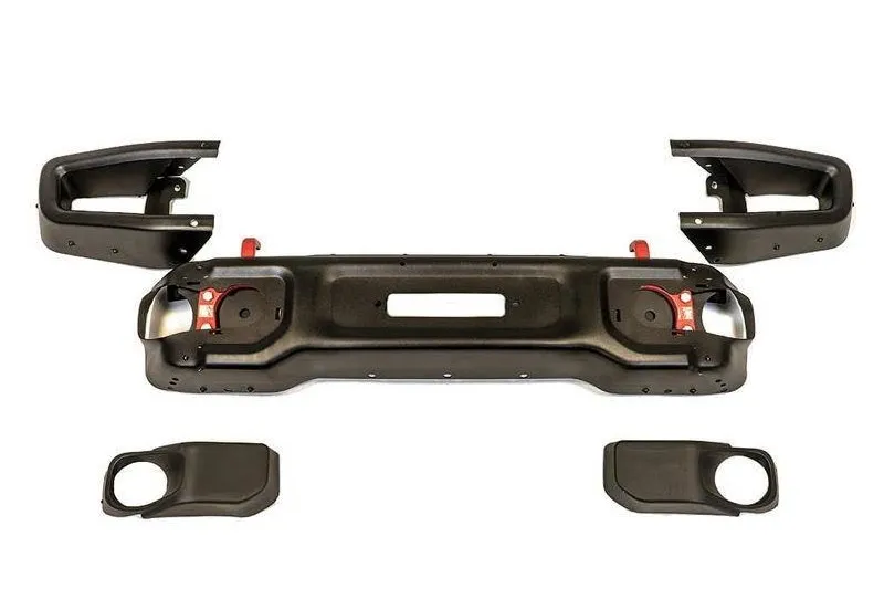 Parachoques delantero de acero recto con barra de toro y placa de cabestrante OFD Wrangler JK