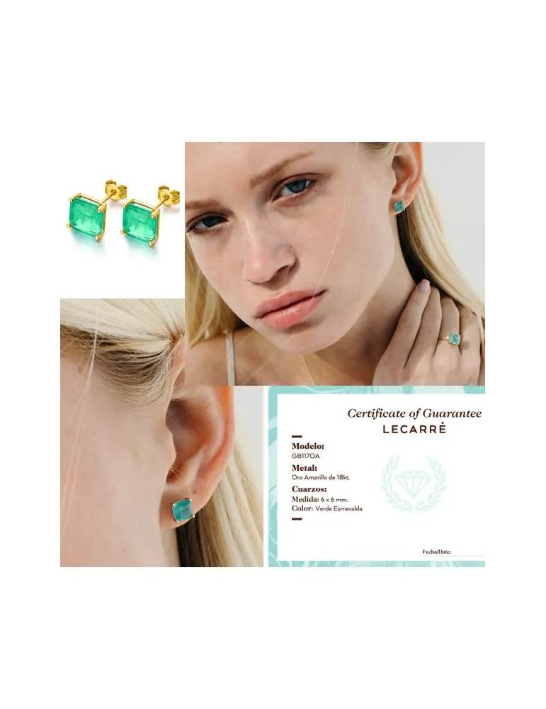 Pendientes Oro 18k Mujer Cuarzos Lecarre GB117OA