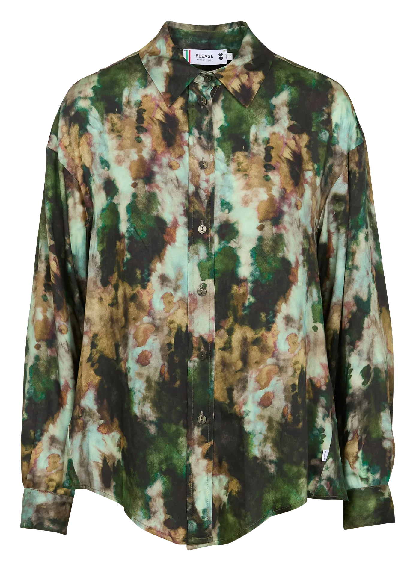 PLEASE Camisa con cuello clásico en verde