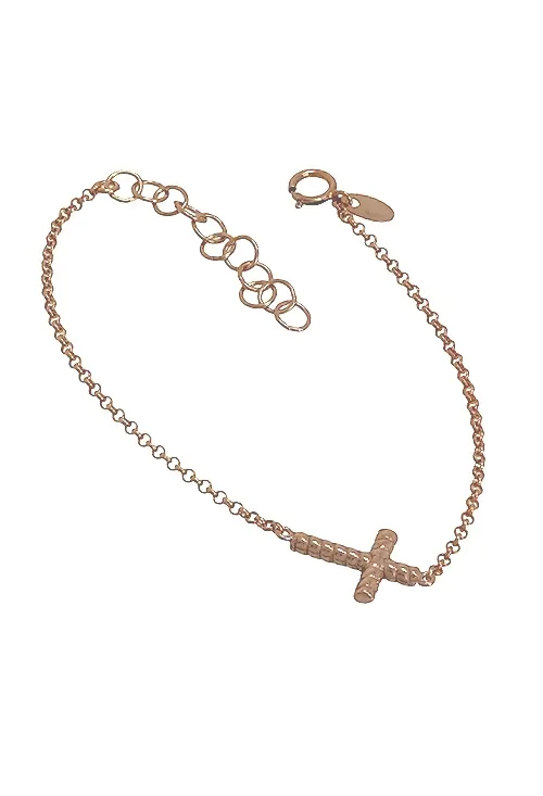 PULSERA PLATA CHAPADA ROSA CON CRUZ 266_04471041