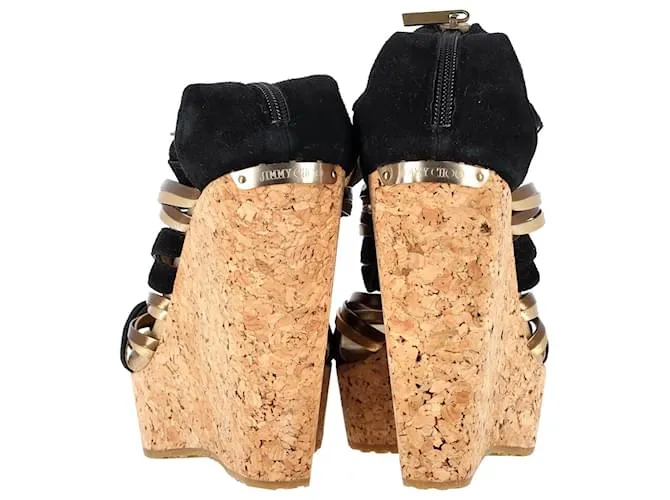 Sandalias de cuña con tiras Jimmy Choo en ante y cuero multicolor Impresión de pitón 