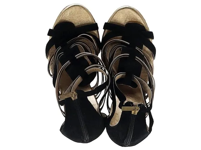 Sandalias de cuña con tiras Jimmy Choo en ante y cuero multicolor Impresión de pitón 