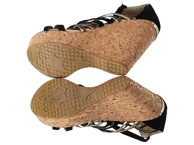 Sandalias de cuña con tiras Jimmy Choo en ante y cuero multicolor Impresión de pitón 