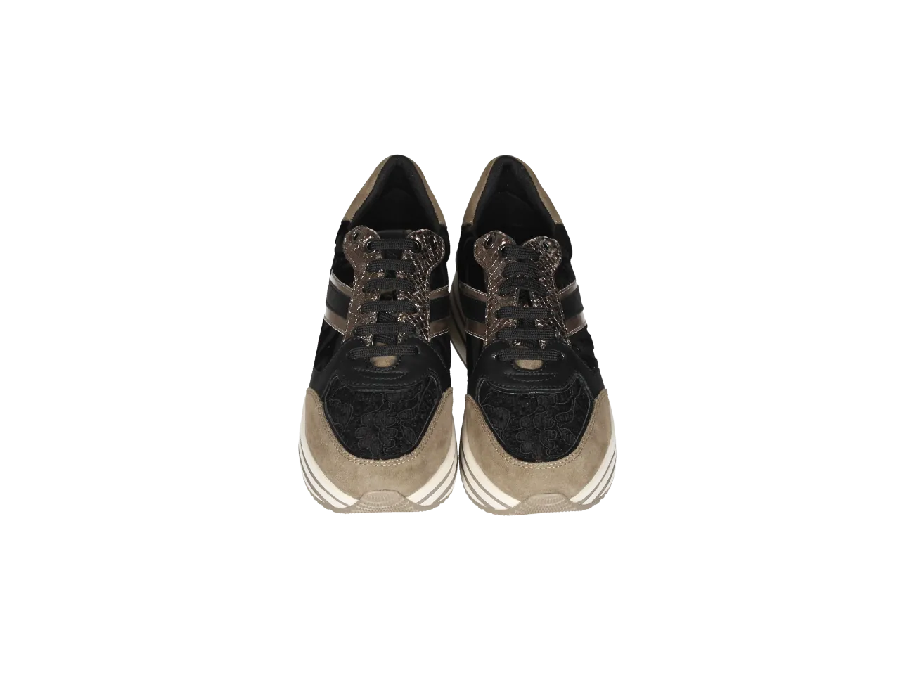 SNEAKER NOBUCK/PIEL TAUPENEGRO ESTAMPADO LATERAL PISO GRUESO