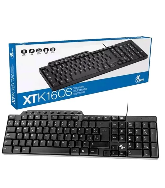 TECLADO XTECH XTK160S USB ALAMBRICO NEGRO ESPAÑOL/MULTIMEDIA/ BK PC.