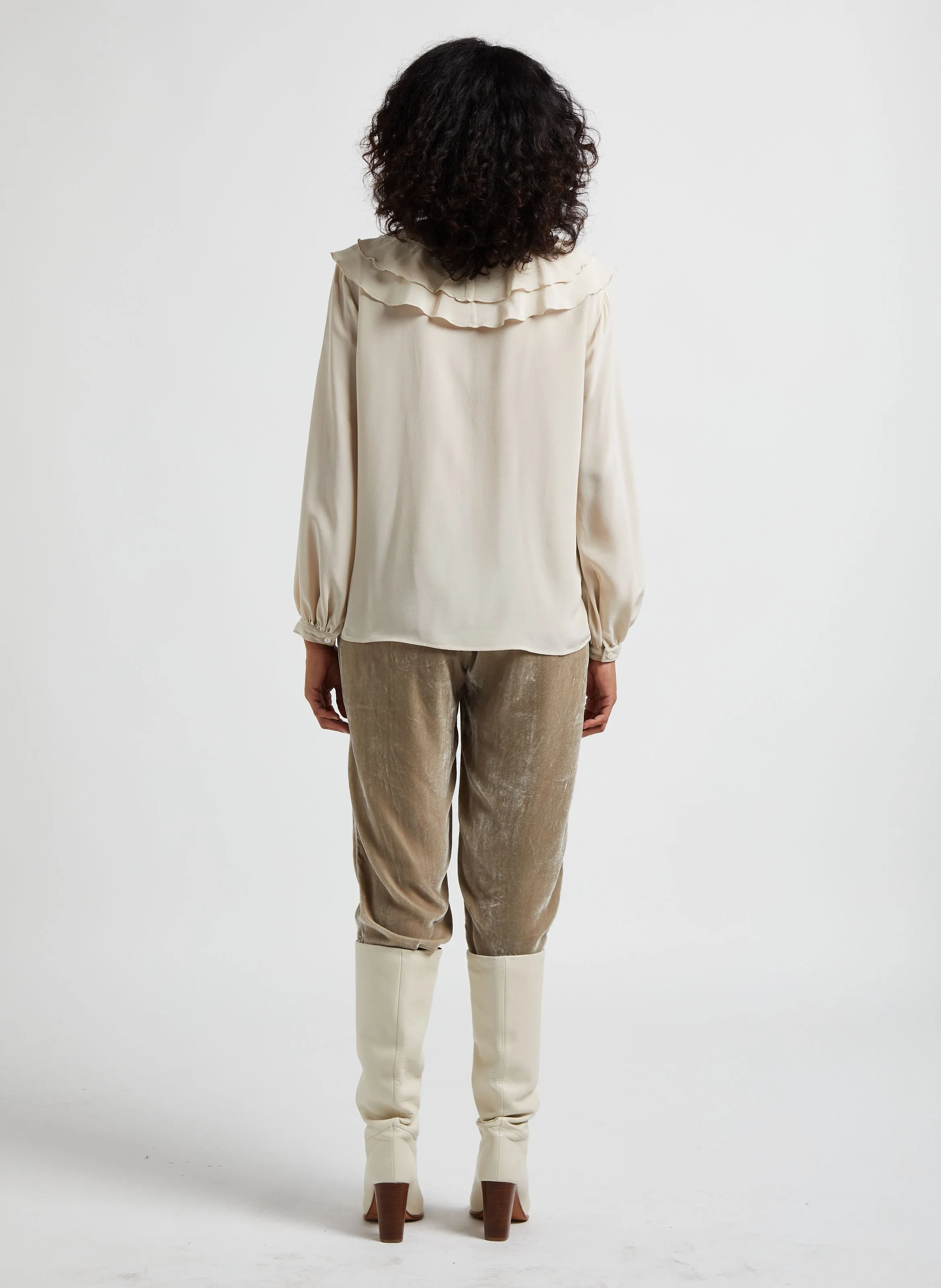 TERRO  PANTALóN RECTO DE TERCIOPELO EN GRIS