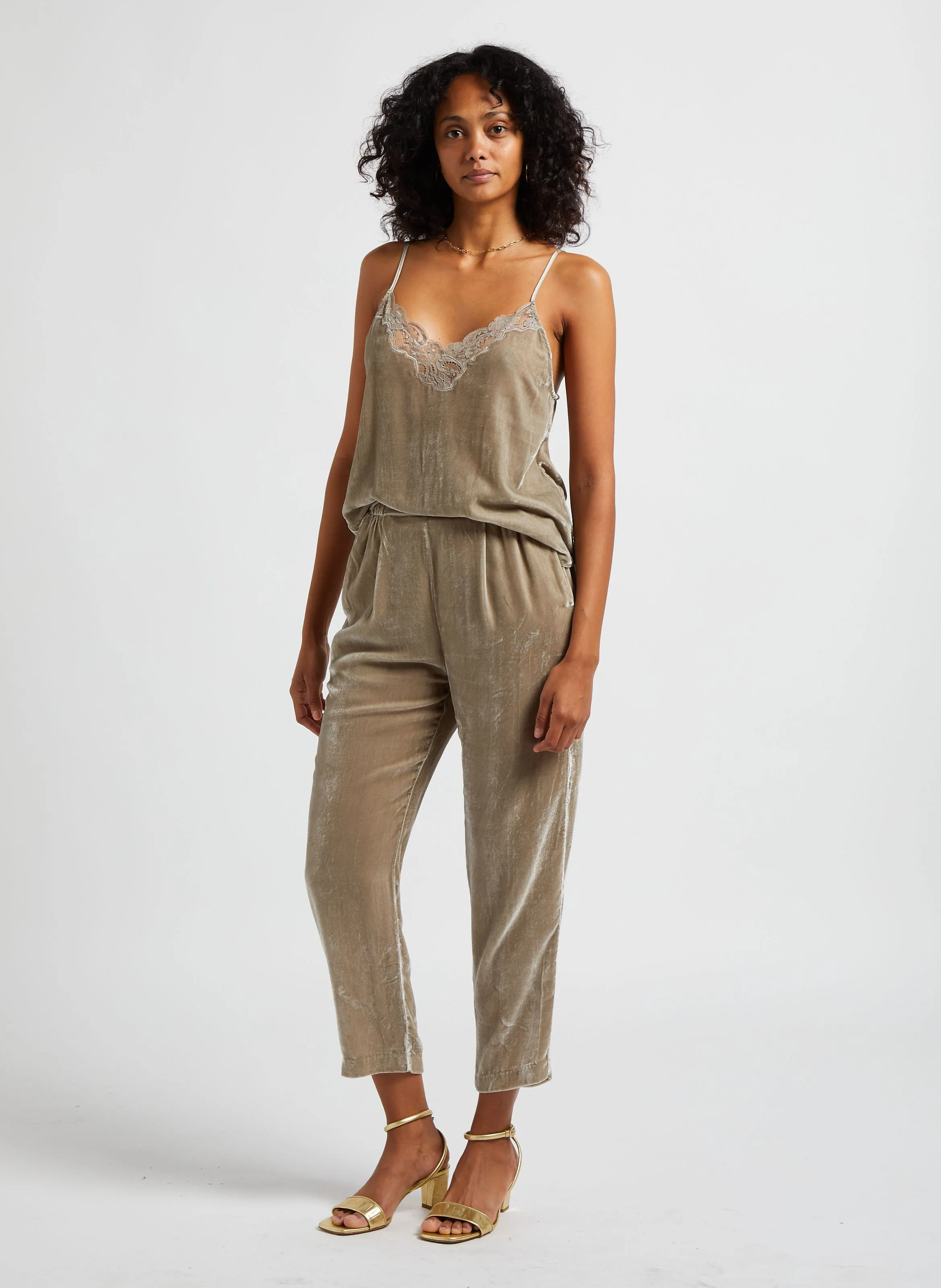 TERRO  PANTALóN RECTO DE TERCIOPELO EN GRIS
