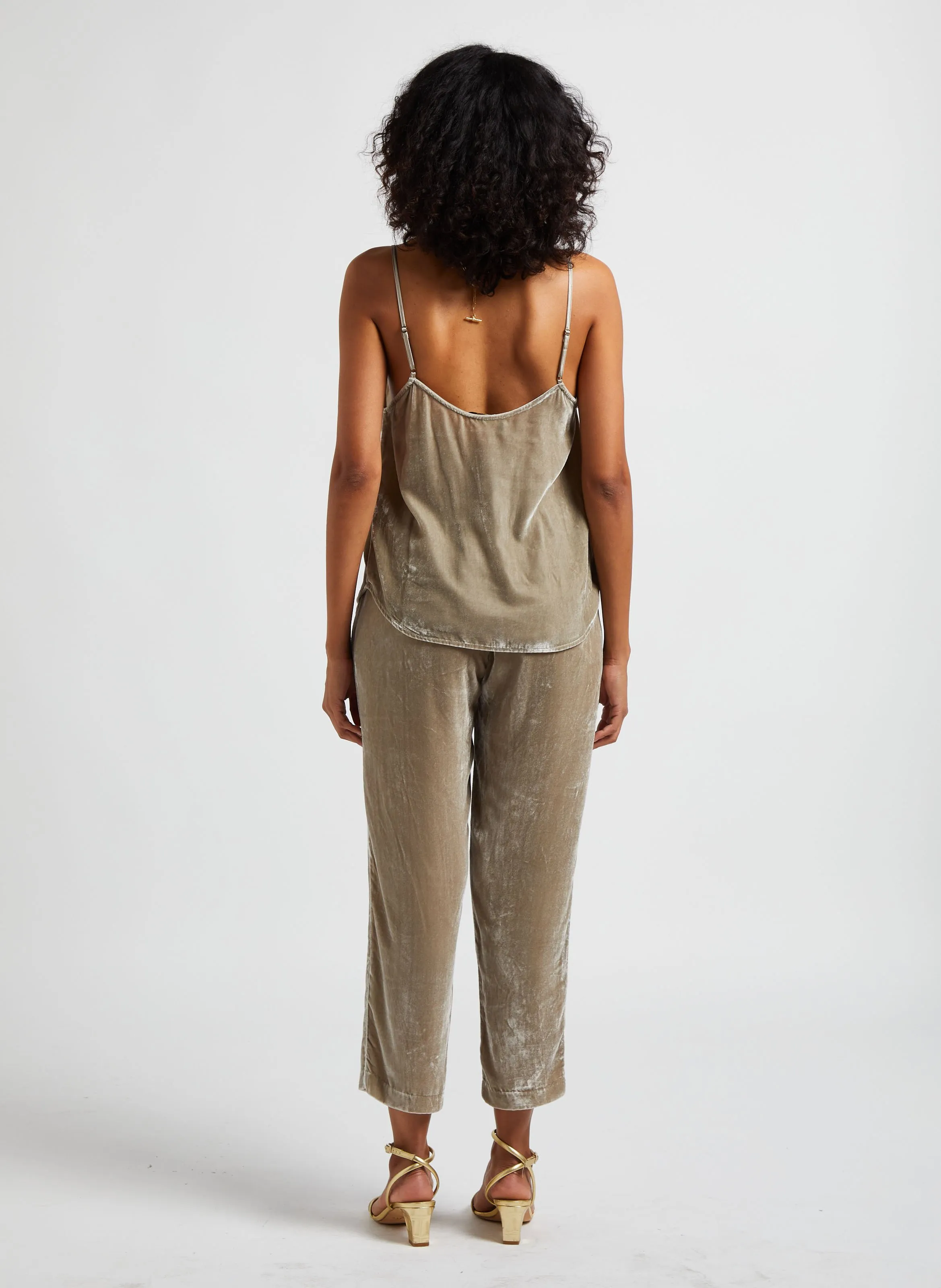 TERRO  PANTALóN RECTO DE TERCIOPELO EN GRIS
