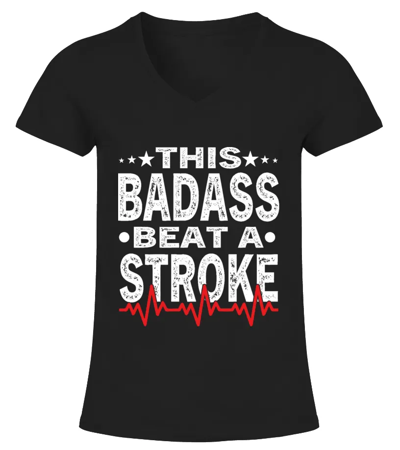 THIS BADASS BEAT A STROKE Camiseta cuello pico Mujer
