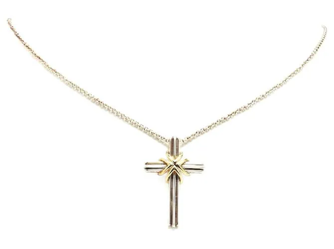 Tiffany & Co Collar con colgante de cruz de plata esterlina Tiffany 