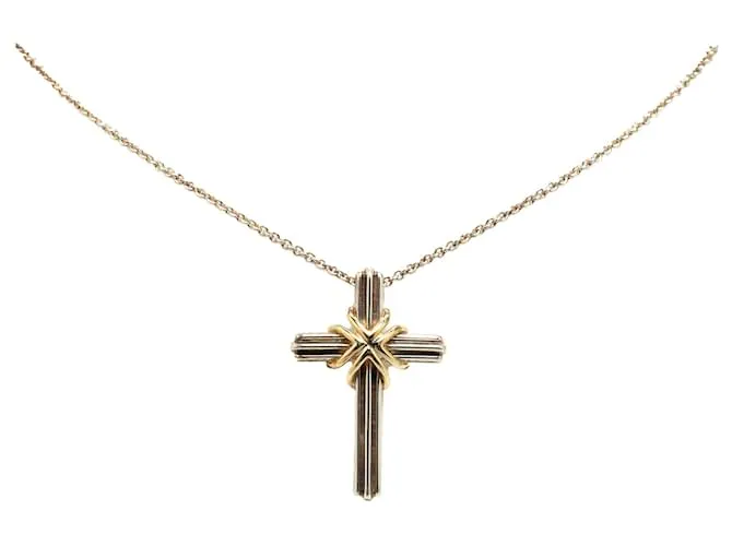 Tiffany & Co Collar con colgante de cruz de plata esterlina Tiffany 