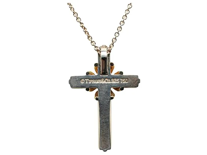 Tiffany & Co Collar con colgante de cruz de plata esterlina Tiffany 