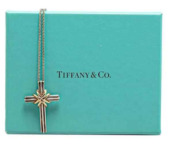 Tiffany & Co Collar con colgante de cruz de plata esterlina Tiffany 