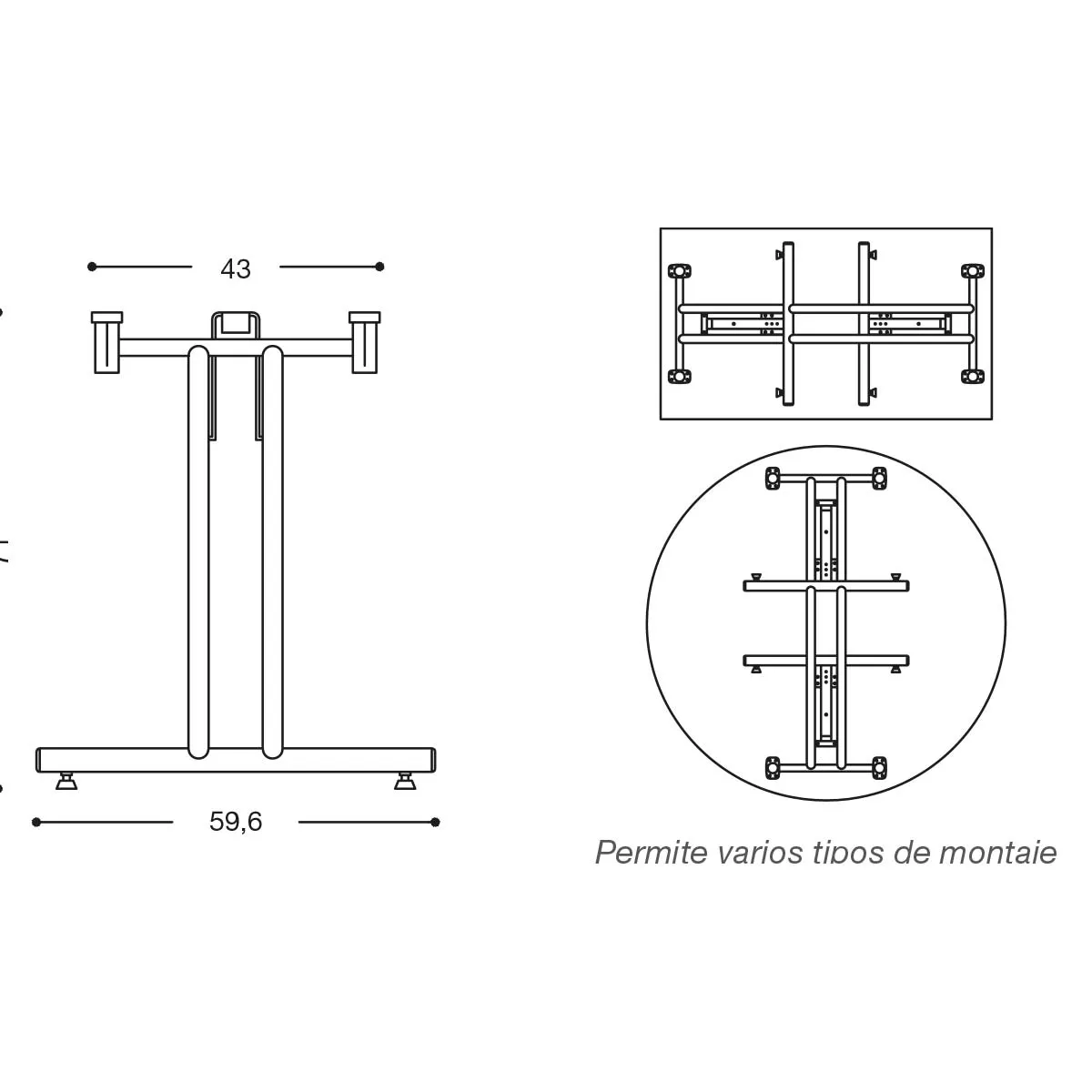 TUCAN  JUEGO DE PATAS PLEGABLES PARA MESAS APILABLES