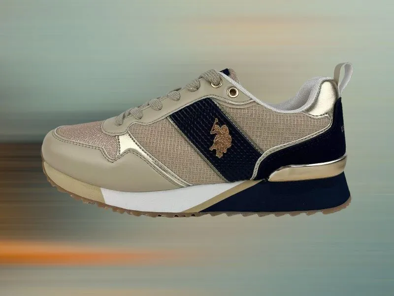 U.S.PoloAssn. | Sneakers mujer con cordones ecopiel y textil FRIDA beige