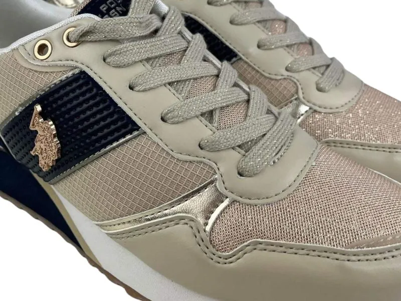 U.S.PoloAssn. | Sneakers mujer con cordones ecopiel y textil FRIDA beige