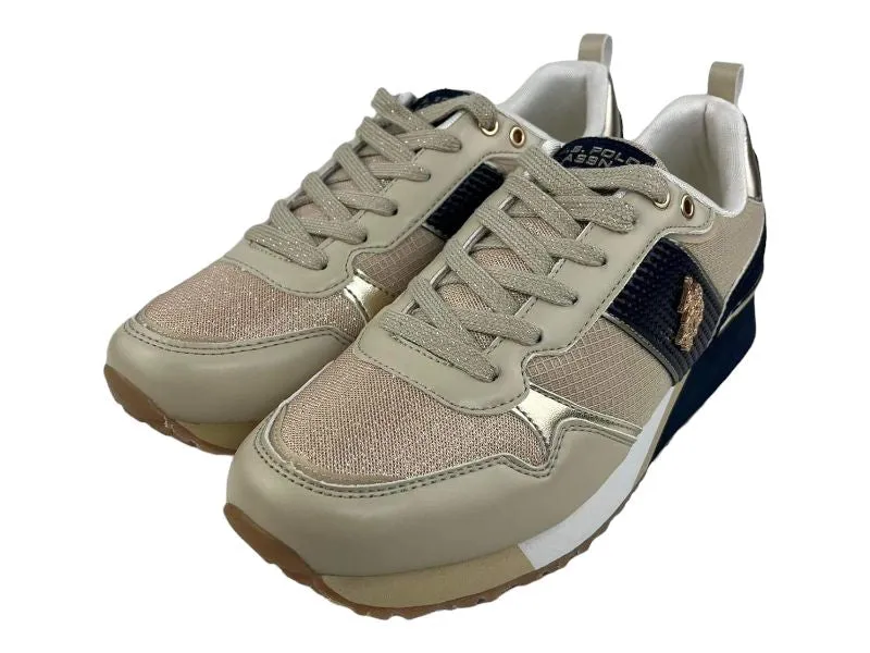 U.S.PoloAssn. | Sneakers mujer con cordones ecopiel y textil FRIDA beige