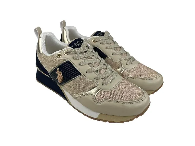 U.S.PoloAssn. | Sneakers mujer con cordones ecopiel y textil FRIDA beige