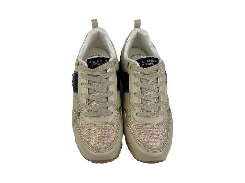 U.S.PoloAssn. | Sneakers mujer con cordones ecopiel y textil FRIDA beige