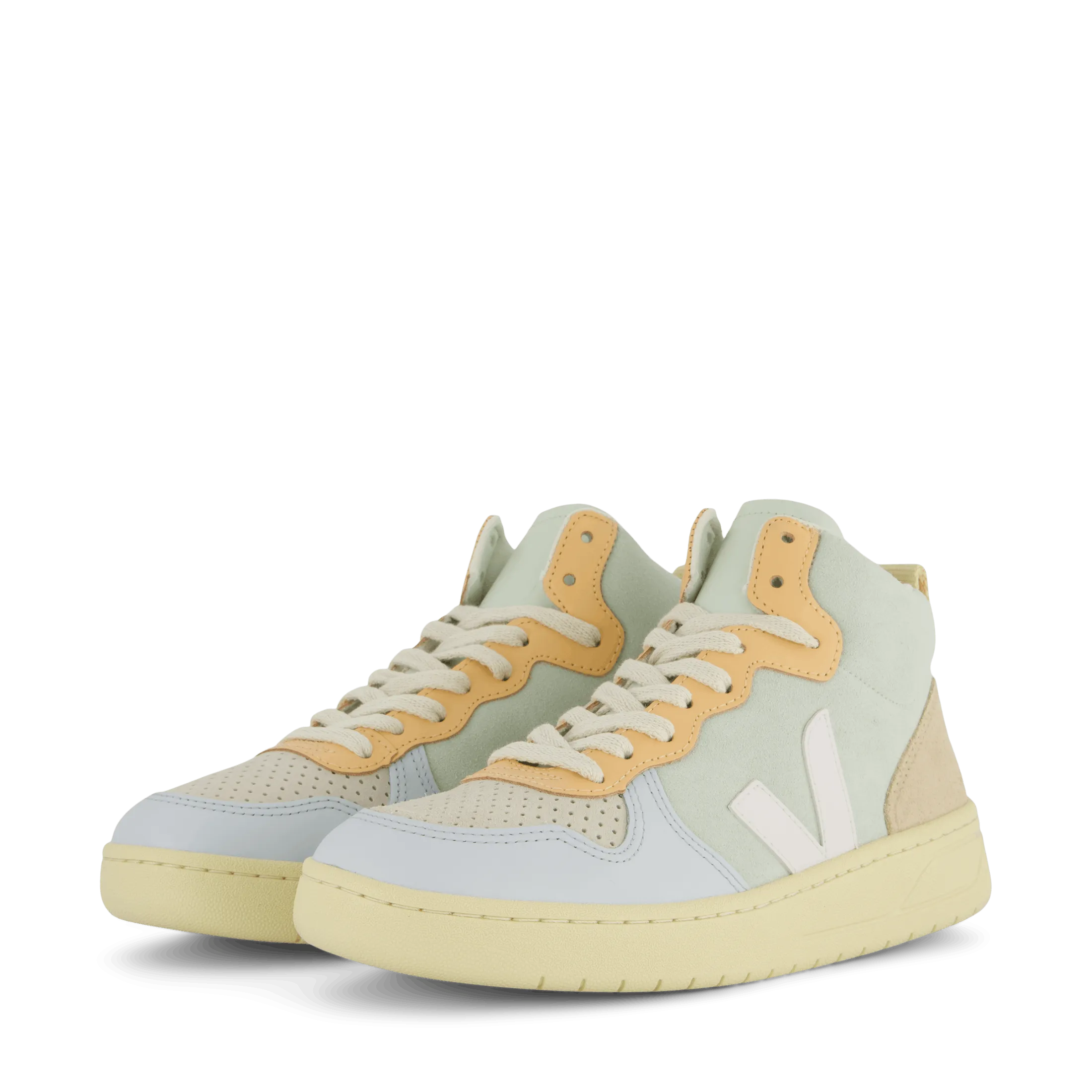 VEJA ZAPATOS V15 SUEDE JADE WHITE MULTICO