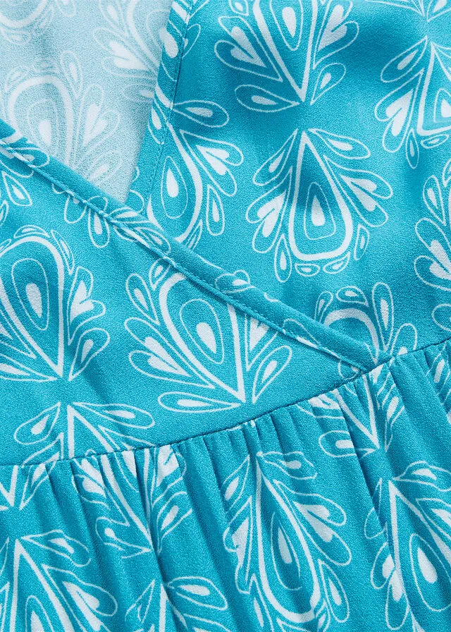 VESTIDO CON ASPECTO DE CRAFTáN AZULTURQUESA ESTAMPADO