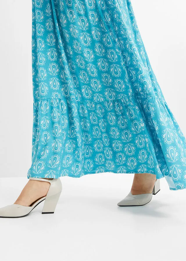VESTIDO CON ASPECTO DE CRAFTáN AZULTURQUESA ESTAMPADO