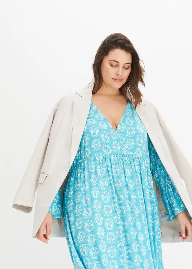 VESTIDO CON ASPECTO DE CRAFTáN AZULTURQUESA ESTAMPADO