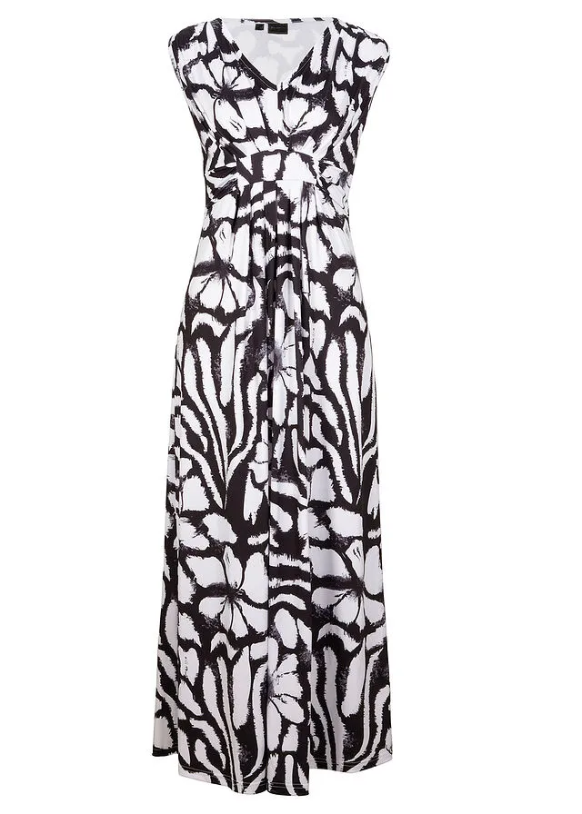 VESTIDO LARGO NEGROBLANCO DE FLORES
