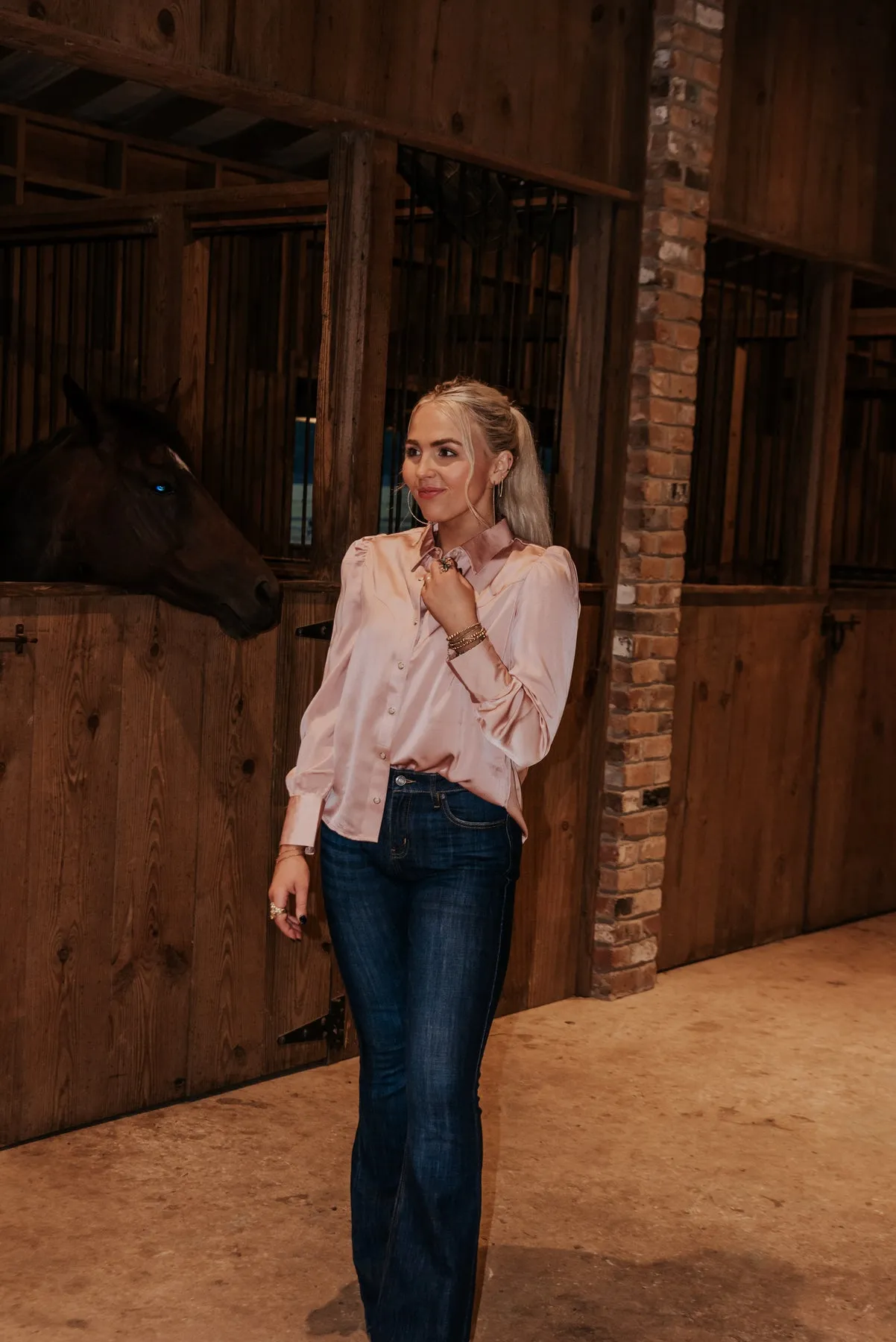 WOMEN'S WRANGLER RETRO PUNCHY BLUSH PINK TOP