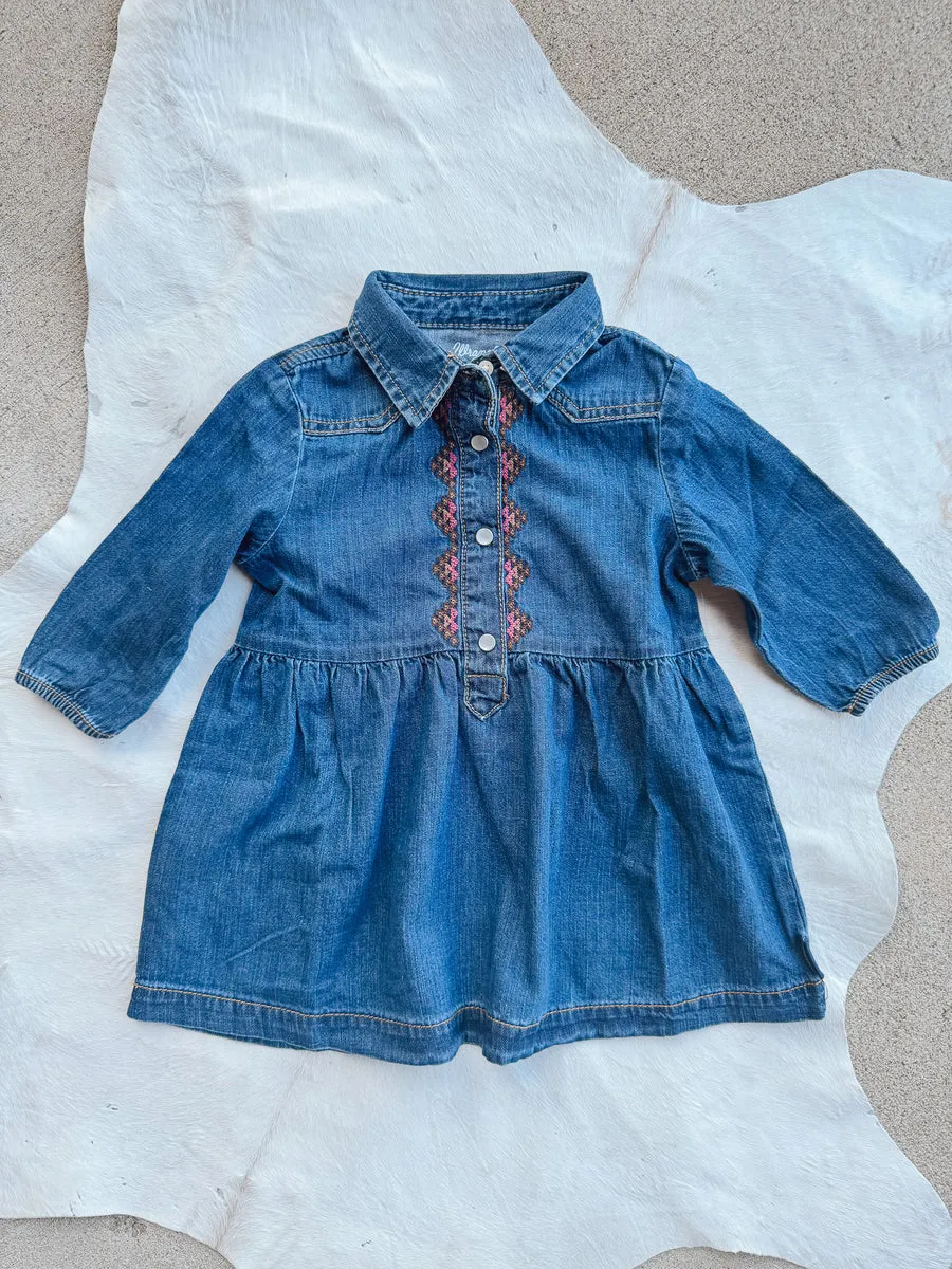 WRANGLER BABY GIRL DARK WASH WESTERN SNAP DRESS