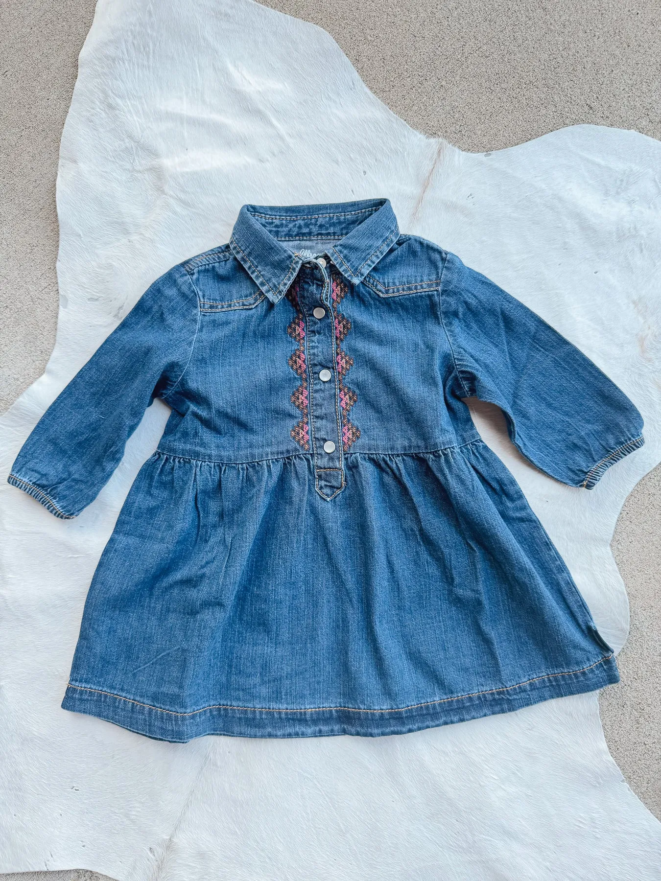 WRANGLER BABY GIRL DARK WASH WESTERN SNAP DRESS