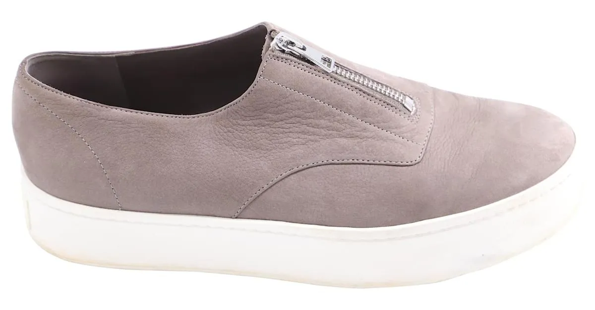 Zapatillas Vince Warner Low Top Platform en Cuero Gris 