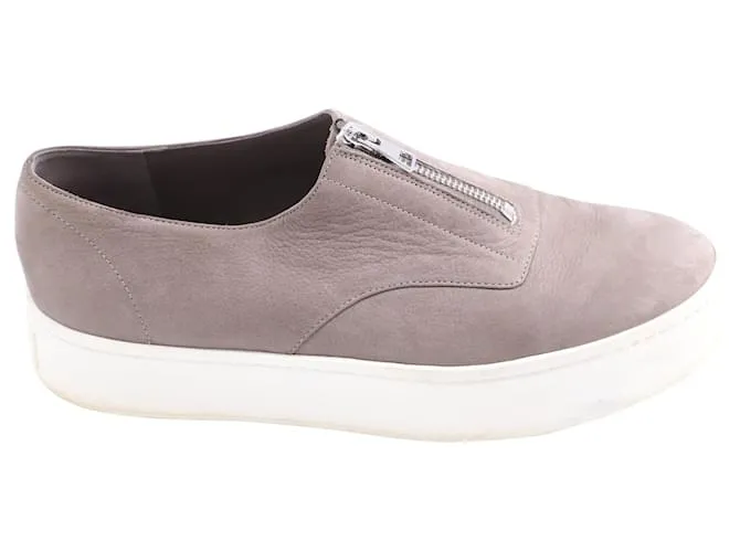 Zapatillas Vince Warner Low Top Platform en Cuero Gris 