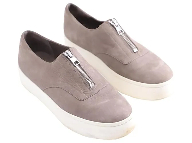 Zapatillas Vince Warner Low Top Platform en Cuero Gris 