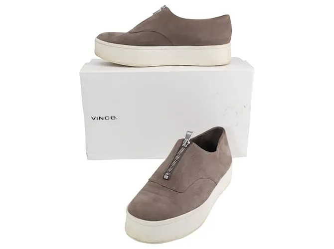 Zapatillas Vince Warner Low Top Platform en Cuero Gris 